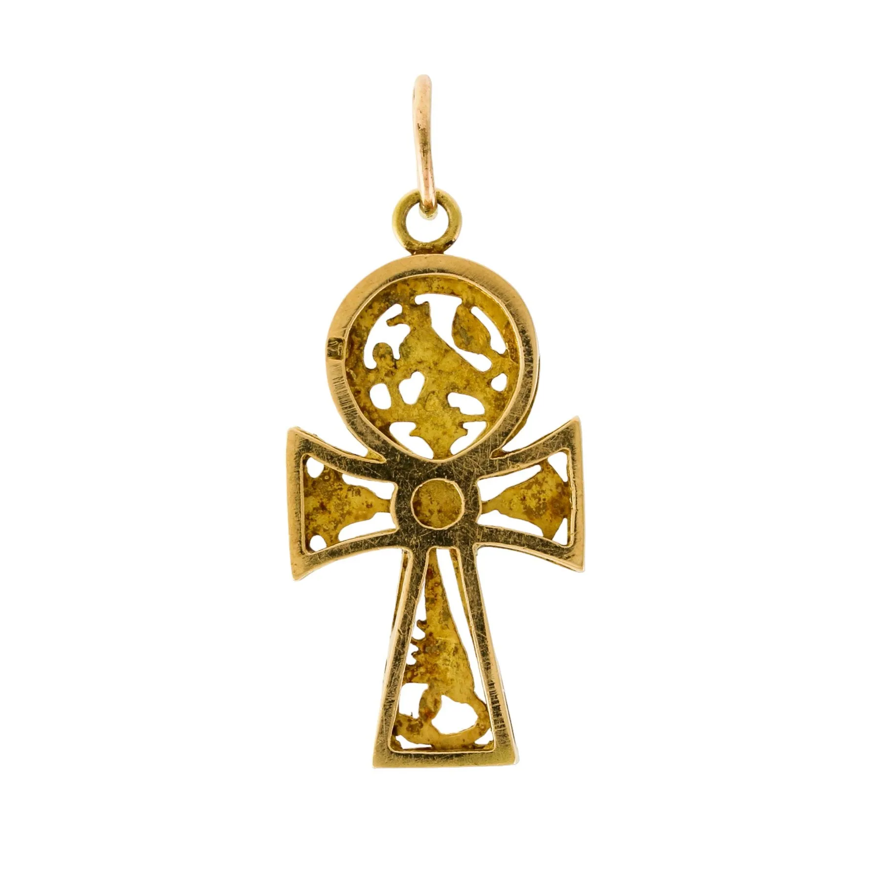 14K Gold Ankh Cross Pendant