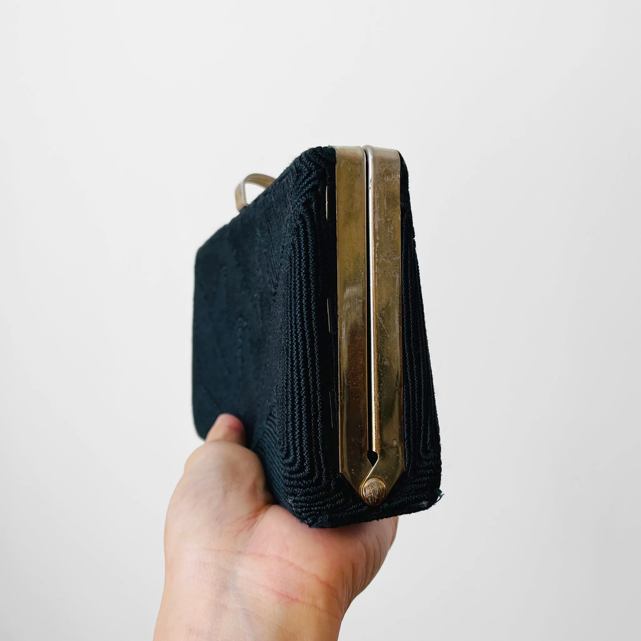 1940s Black Corded Clutch Purse