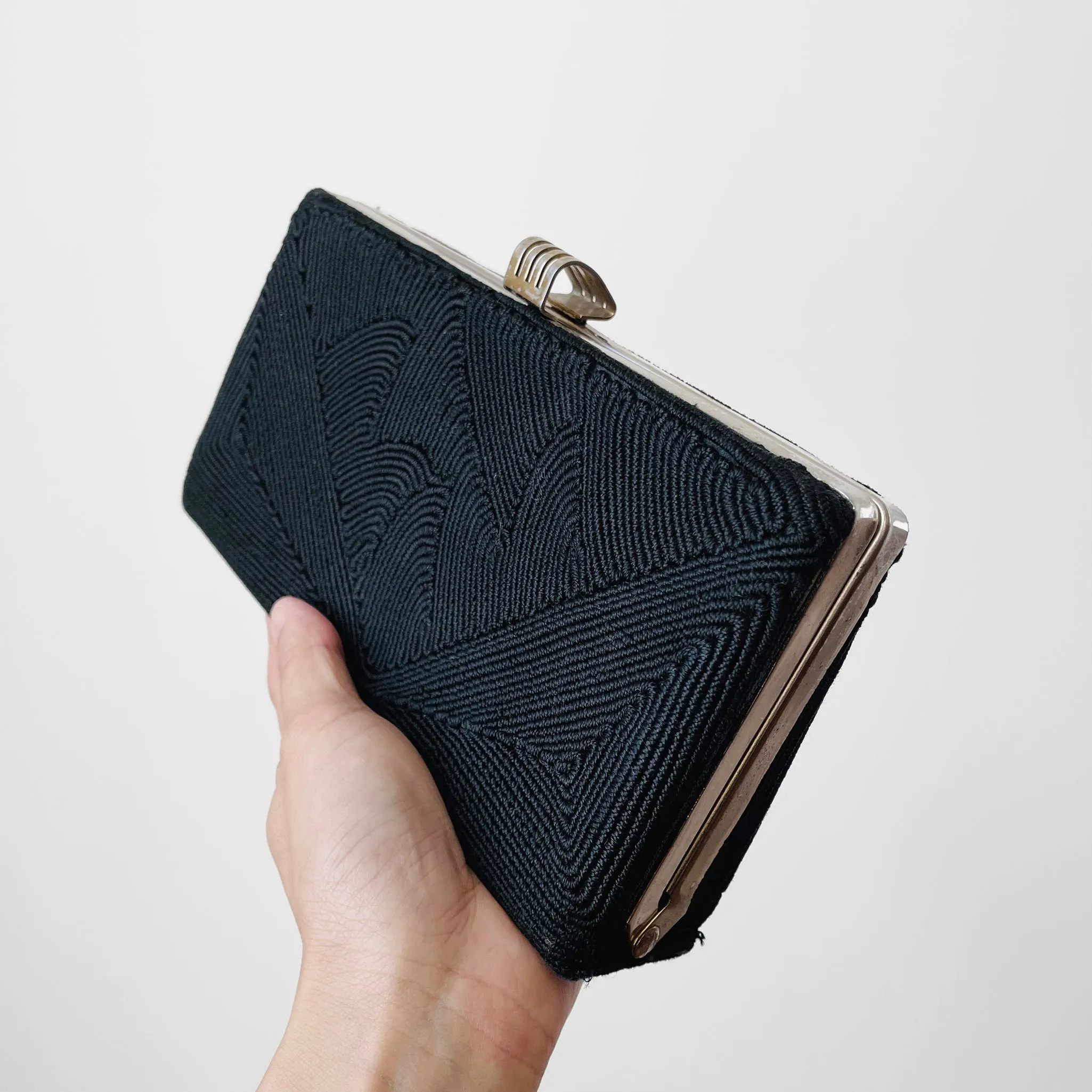 1940s Black Corded Clutch Purse