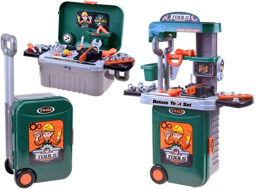 3-In-1 Portable Children'S Toy Tool Bench Travel Suitcase