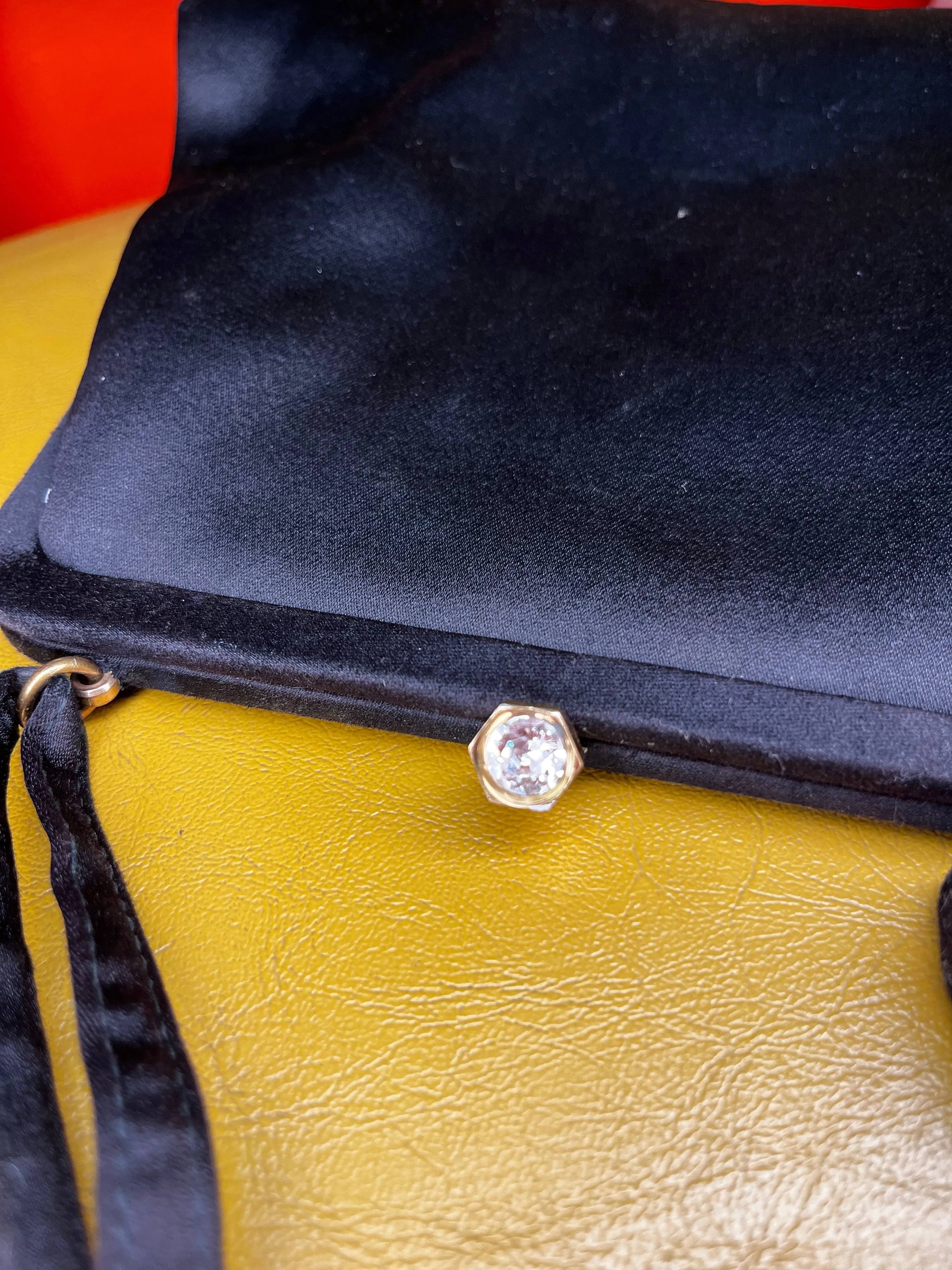 50's MM Black Trapezoid Top Handle Evening Bag