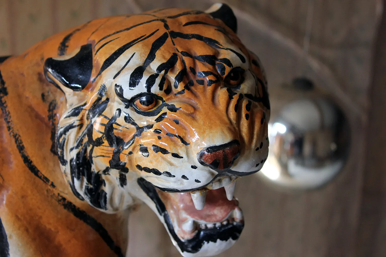 A Large Mid-Century Italian Earthenware Model of a Tiger c.1960-70