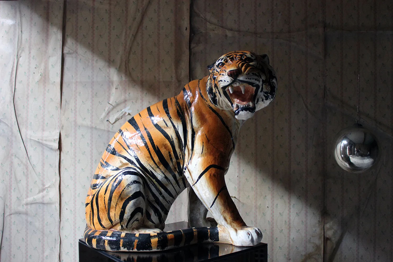 A Large Mid-Century Italian Earthenware Model of a Tiger c.1960-70