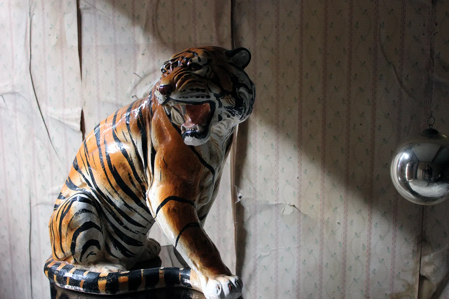 A Large Mid-Century Italian Earthenware Model of a Tiger c.1960-70