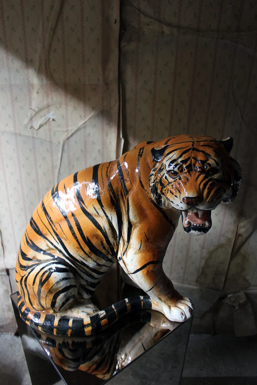A Large Mid-Century Italian Earthenware Model of a Tiger c.1960-70