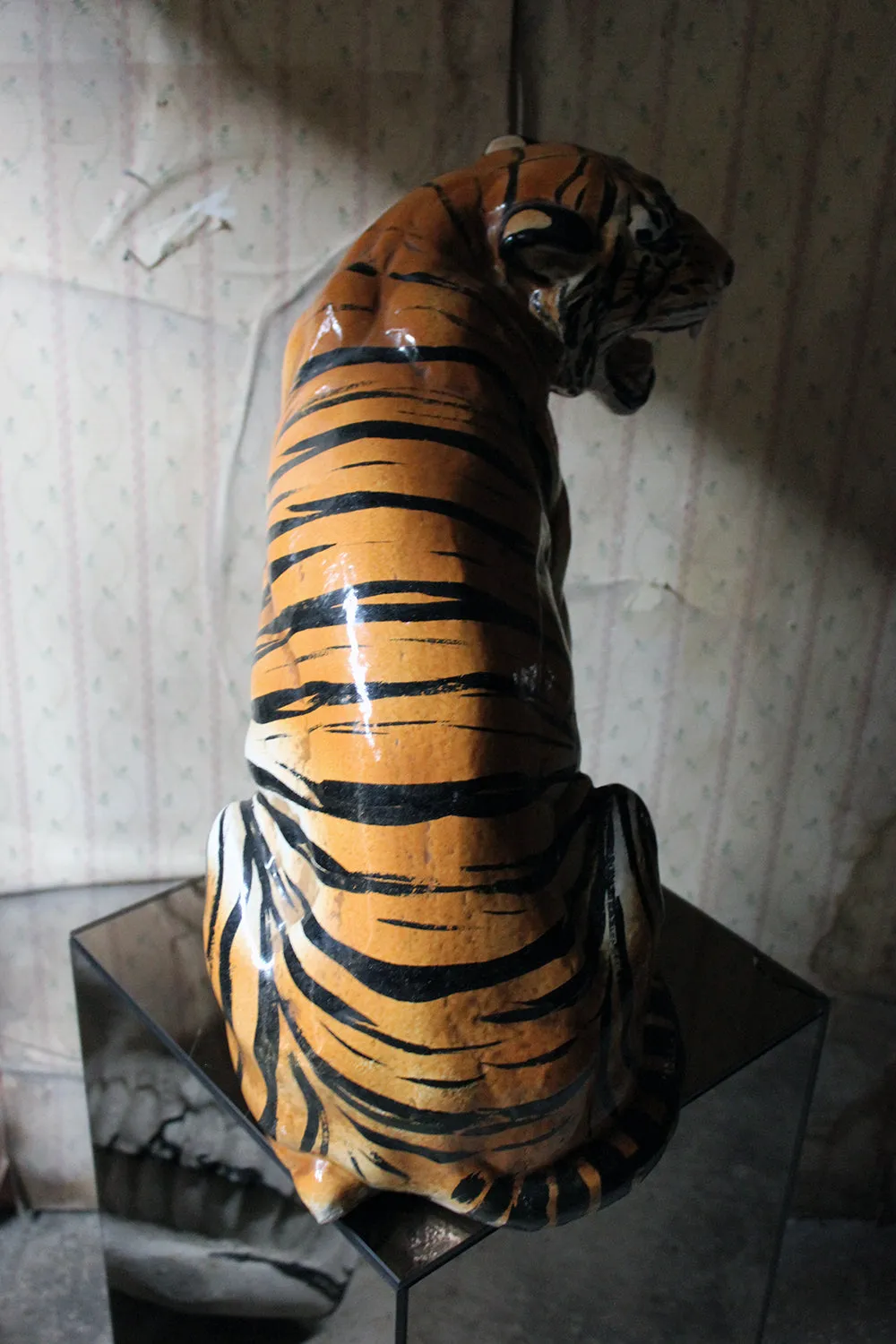 A Large Mid-Century Italian Earthenware Model of a Tiger c.1960-70