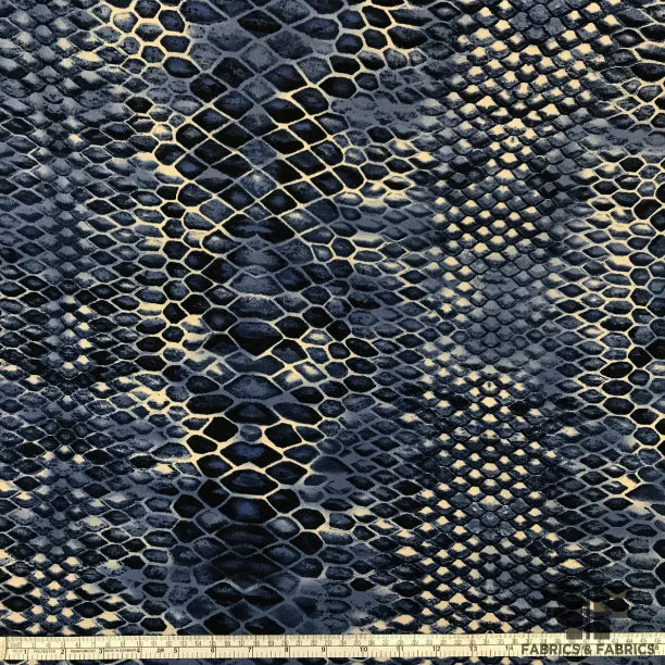 Abstract Animal Printed Poly Knit - Blue/Navy/Off-White