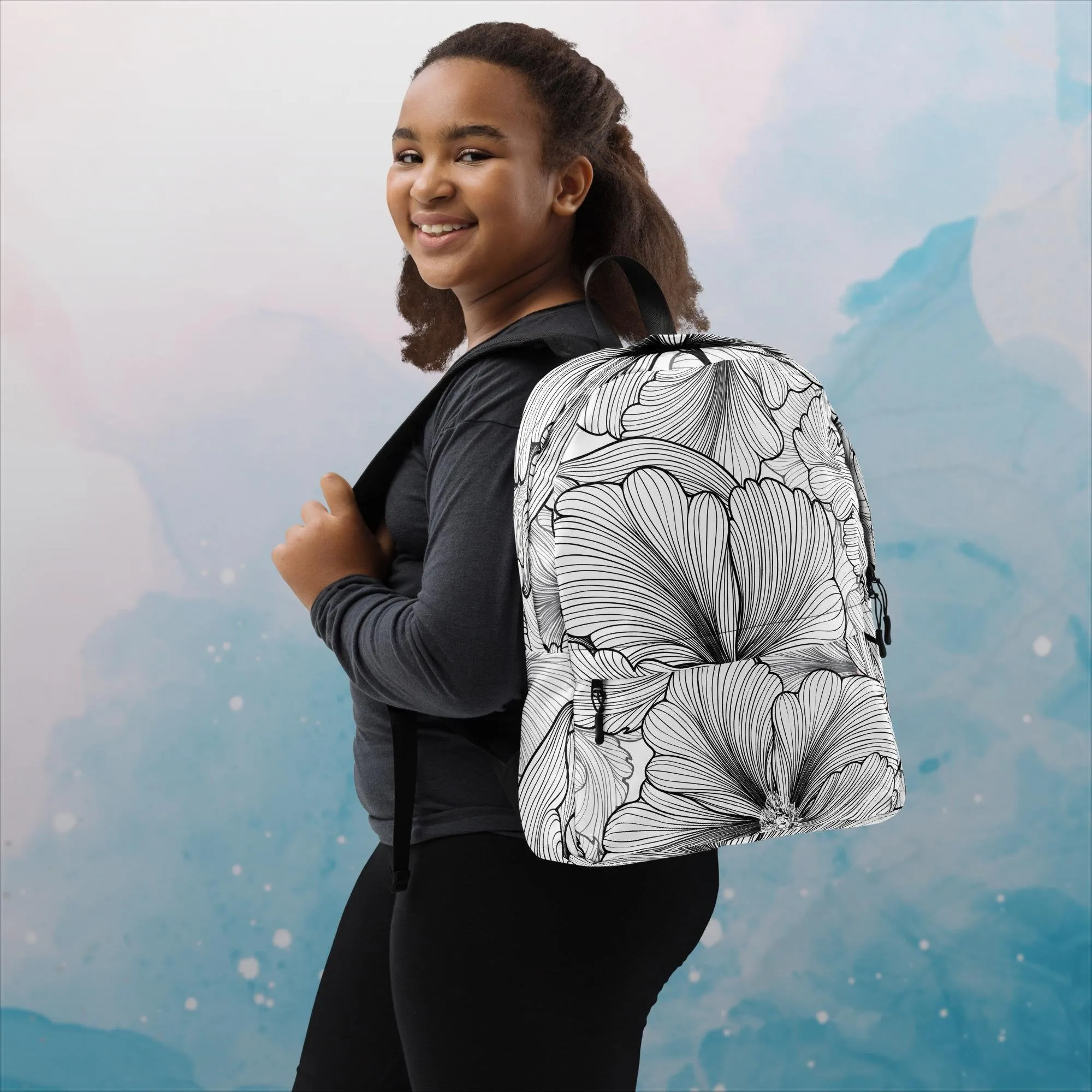 Abstract Lines Floral Pattern Backpack