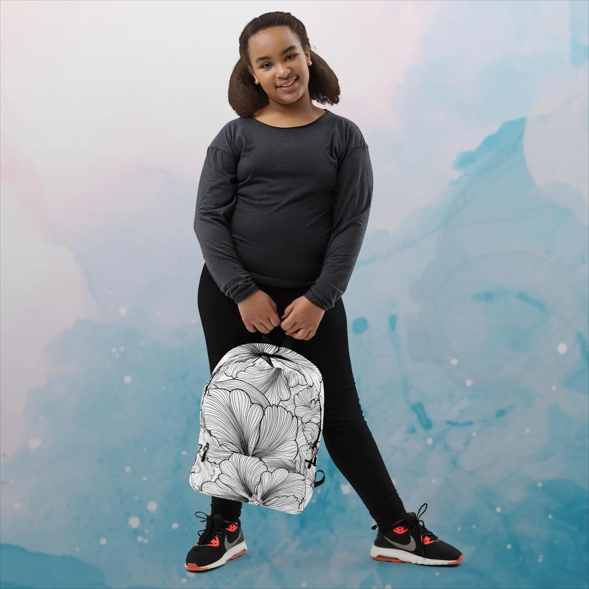 Abstract Lines Floral Pattern Backpack