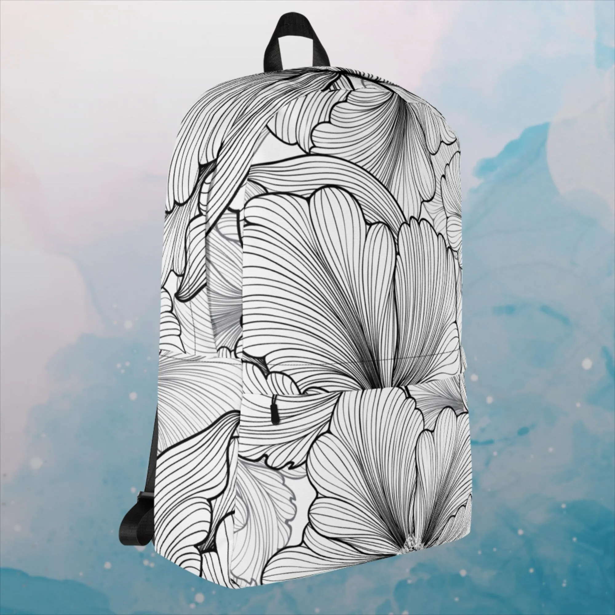 Abstract Lines Floral Pattern Backpack