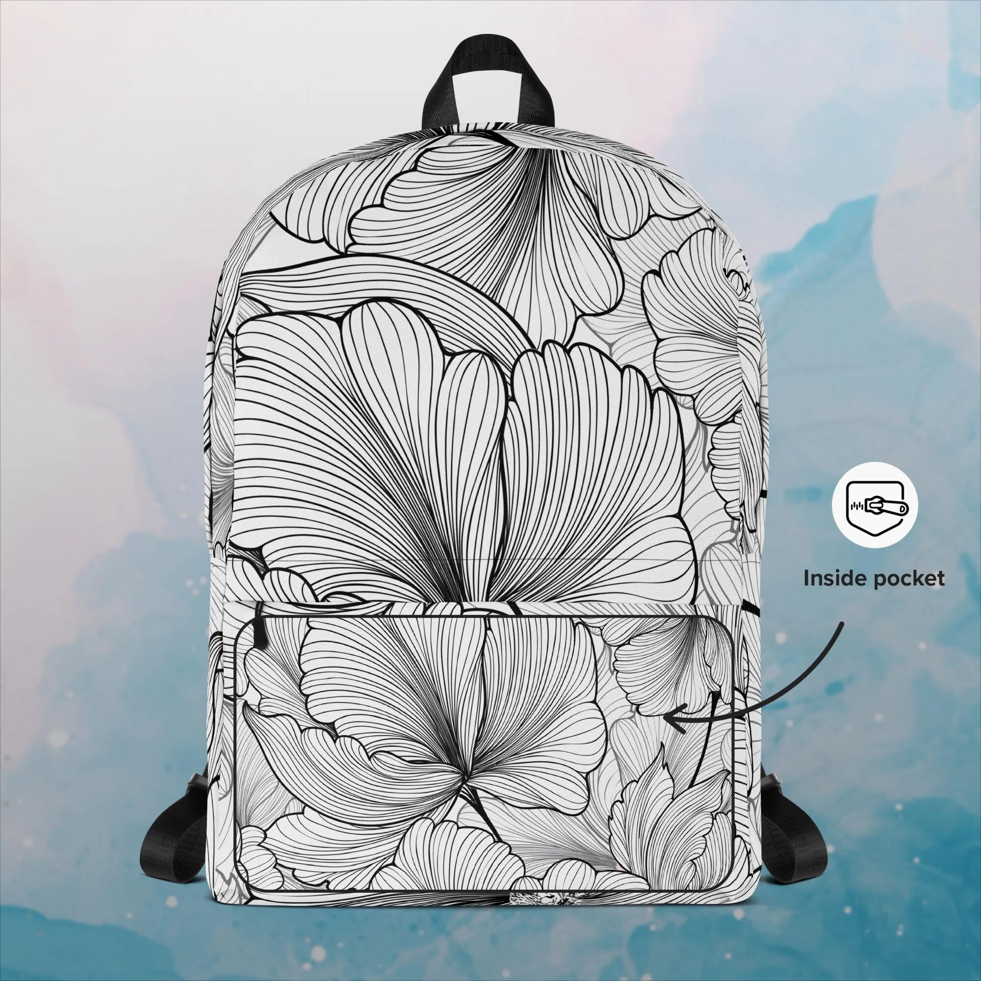 Abstract Lines Floral Pattern Backpack
