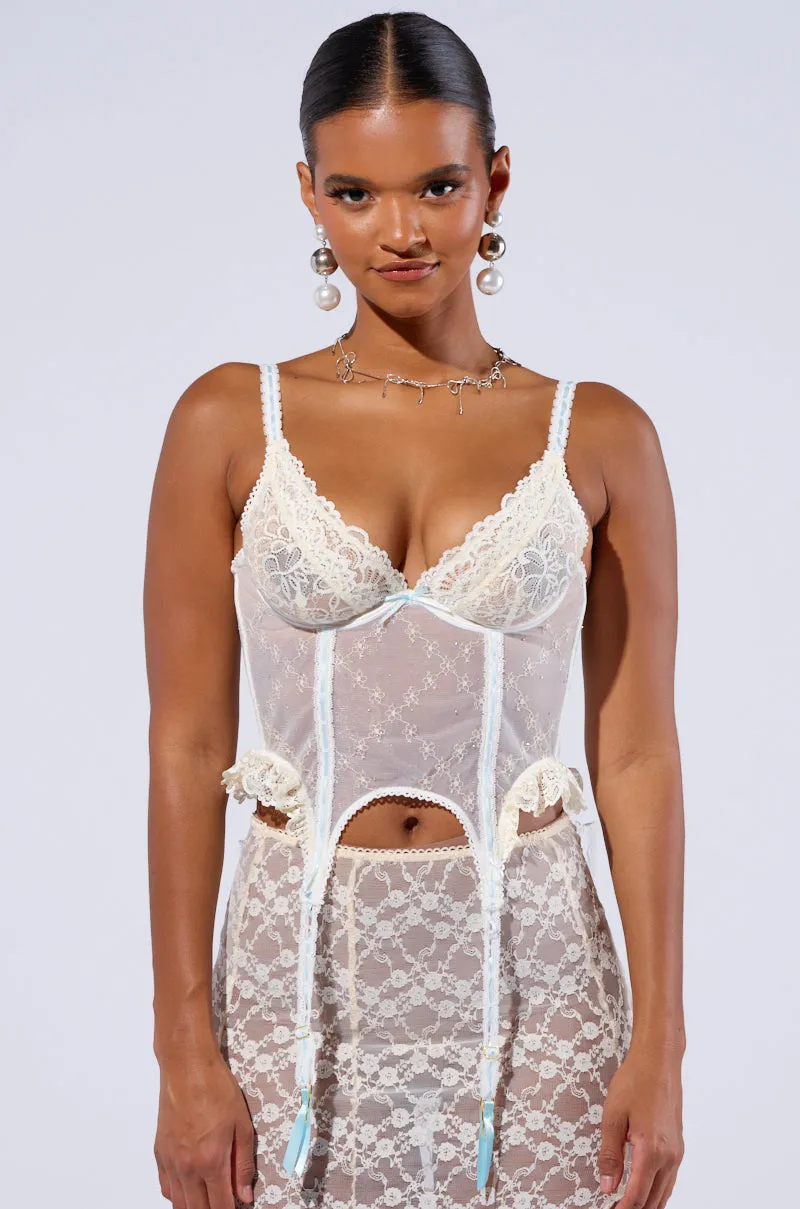 AMELIA SLEEVELESS MESH CORSET IN WHITE