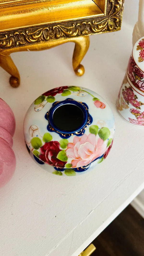 Antique Hair Receiver, Nippon Fine China/Porcelain, Hand Painted, 1920s