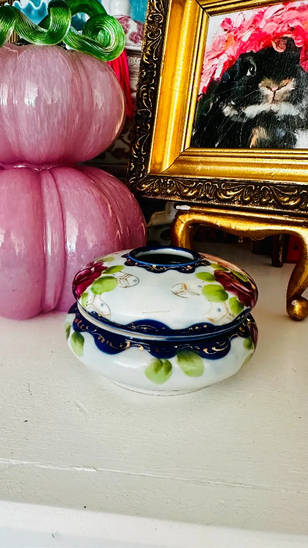 Antique Hair Receiver, Nippon Fine China/Porcelain, Hand Painted, 1920s