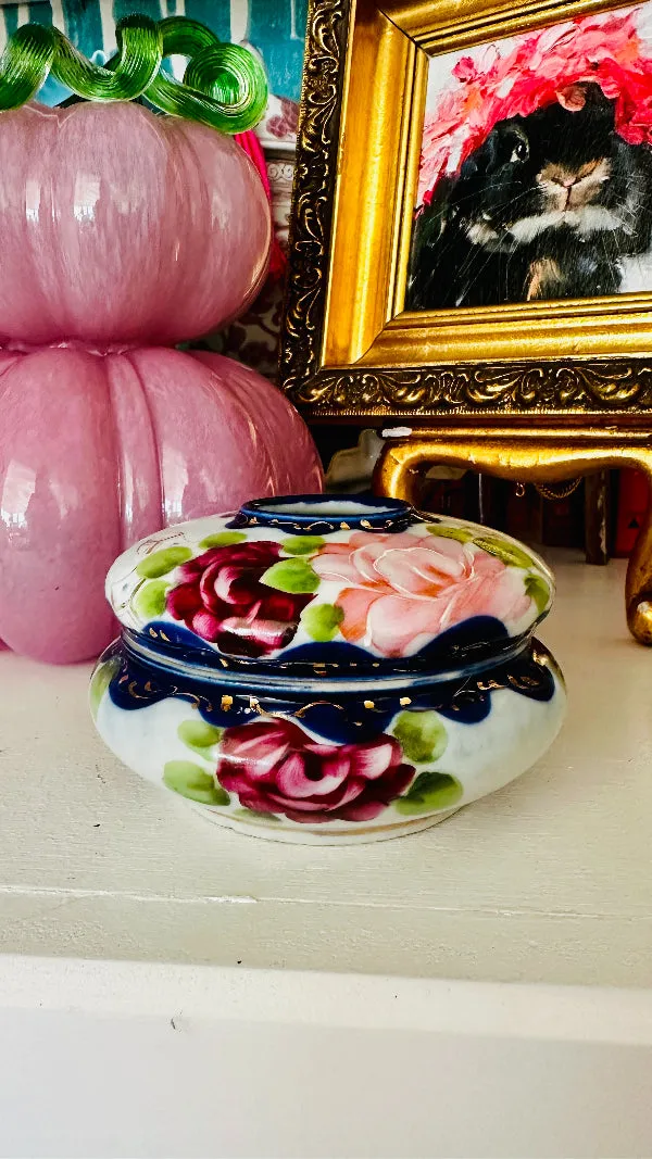 Antique Hair Receiver, Nippon Fine China/Porcelain, Hand Painted, 1920s