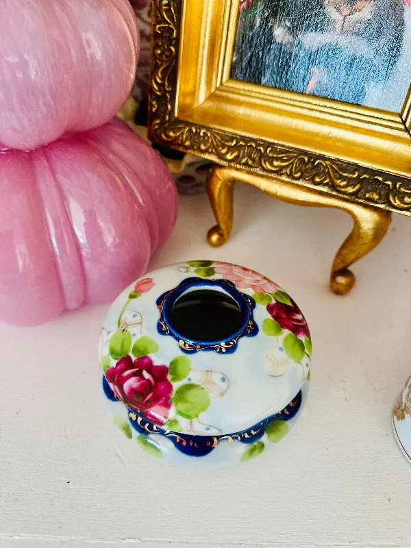 Antique Hair Receiver, Nippon Fine China/Porcelain, Hand Painted, 1920s