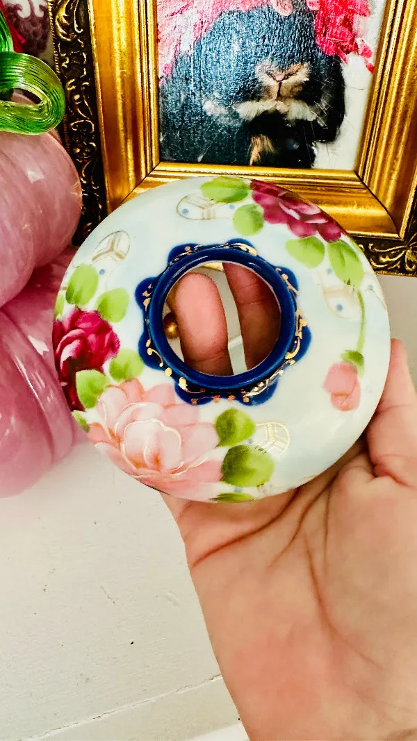 Antique Hair Receiver, Nippon Fine China/Porcelain, Hand Painted, 1920s