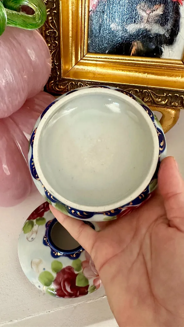 Antique Hair Receiver, Nippon Fine China/Porcelain, Hand Painted, 1920s