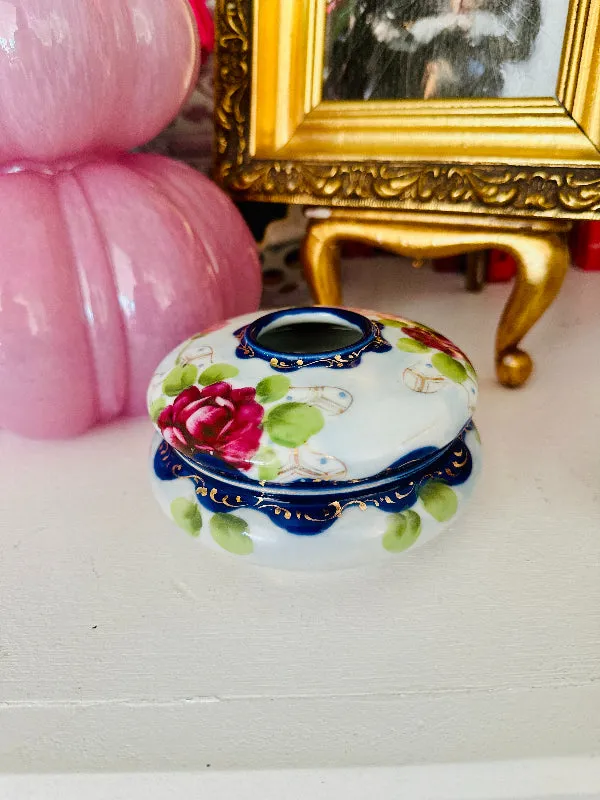 Antique Hair Receiver, Nippon Fine China/Porcelain, Hand Painted, 1920s