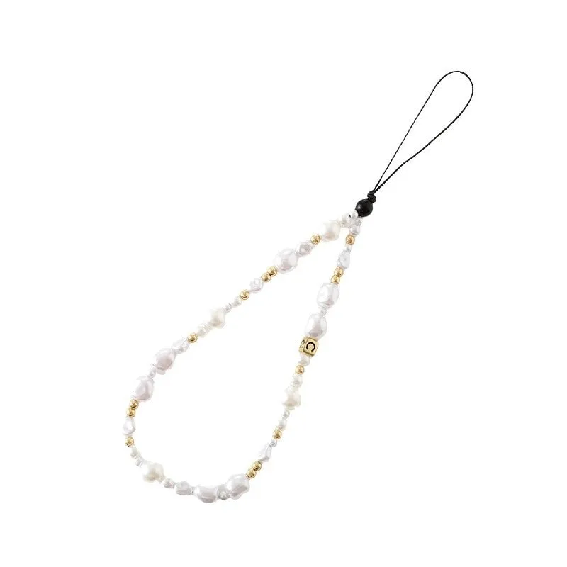 Basic Heart Shape Bow Knot Artificial Pearl Alloy Plastic Beaded Bag Pendant Mobile Phone Chain