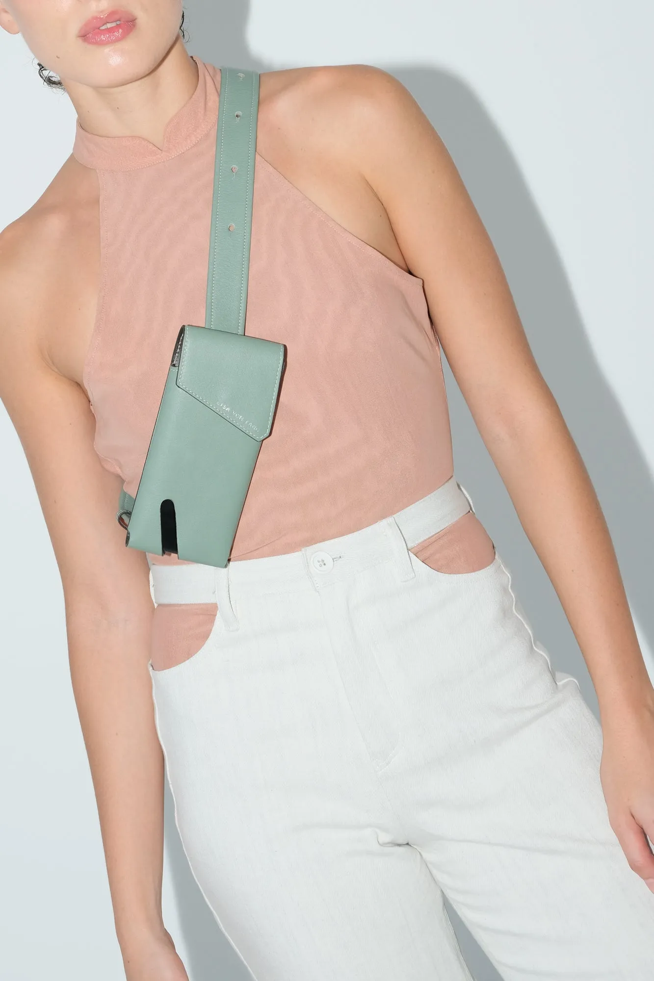 Belted Phone Bag in Pistachio