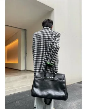 Black Platinum croc pattern weekender overnight weekend tote men/women's high street travel handbag