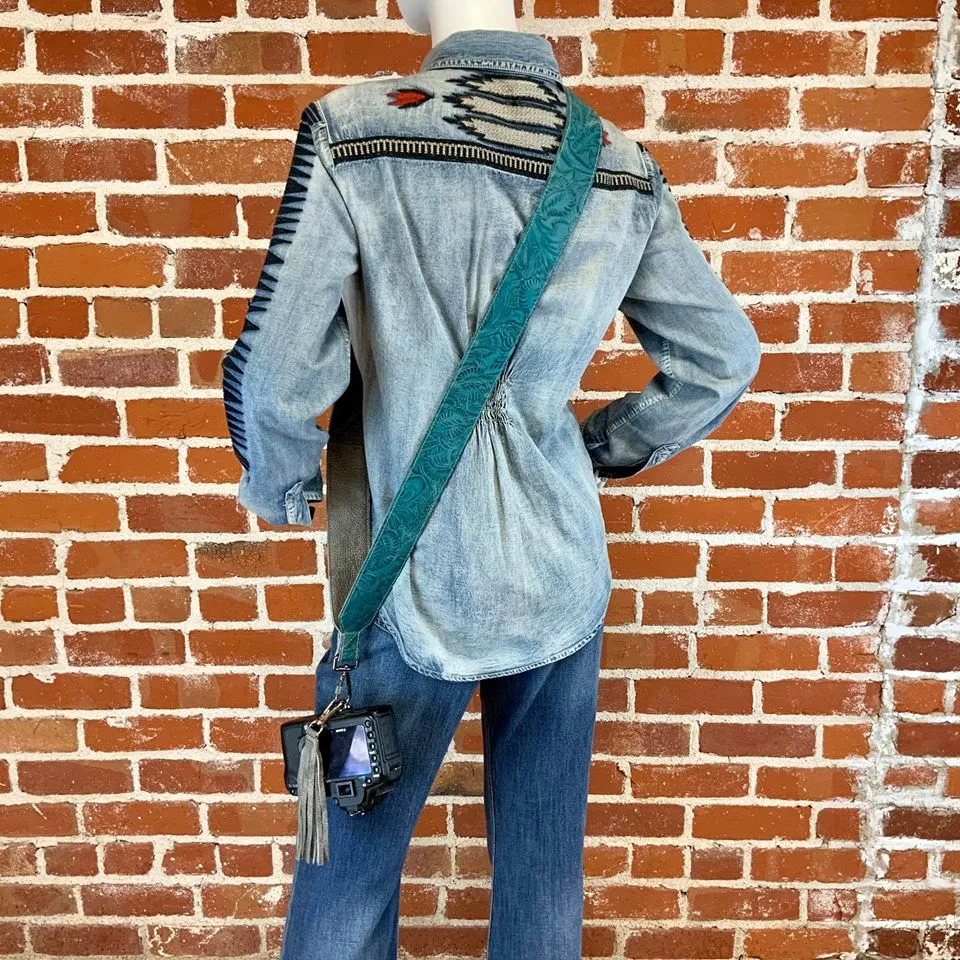Camera Strap Sling Teal Floral