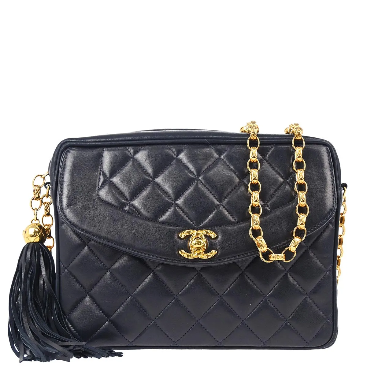 Chanel 1991-1994 Navy Lambskin Camera Bag Small