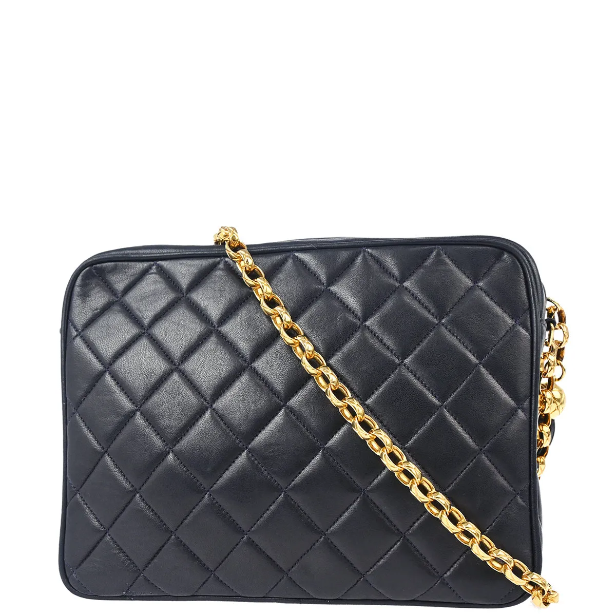Chanel 1991-1994 Navy Lambskin Camera Bag Small