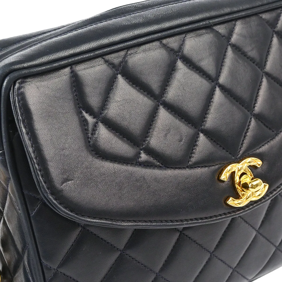 Chanel 1991-1994 Navy Lambskin Camera Bag Small