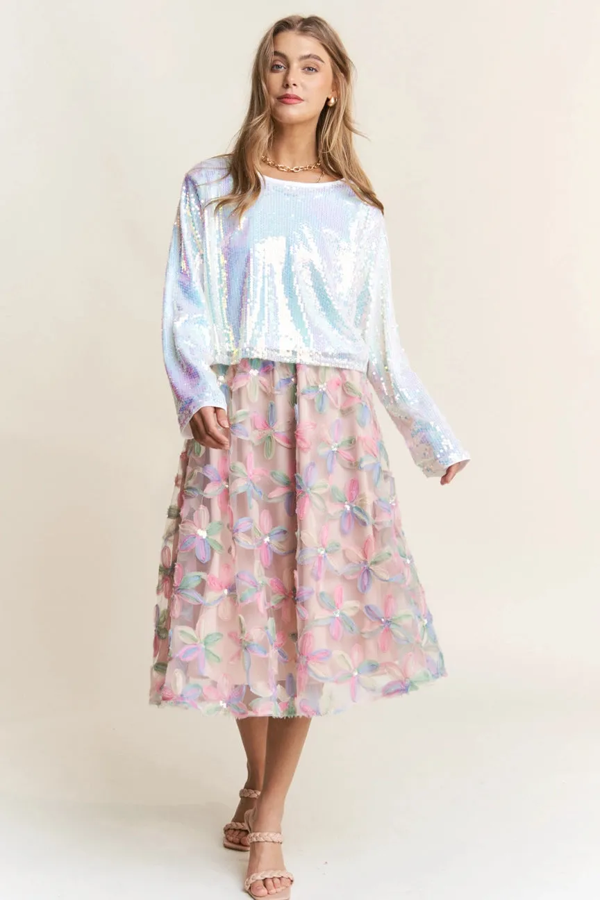 Chic Tulle Floral Skirt