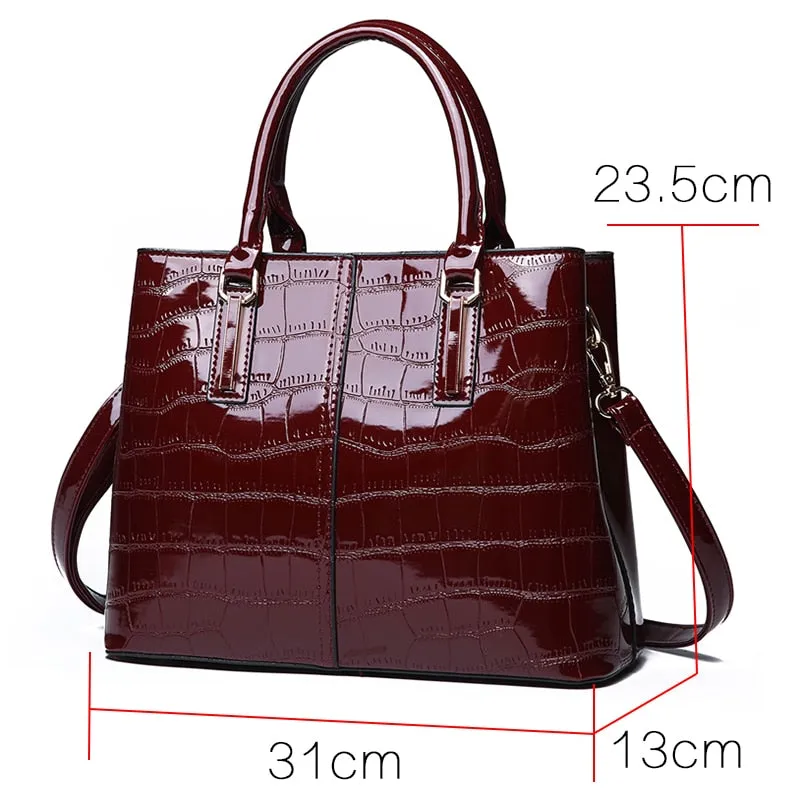 Christmas Gift Fashion 3 Sets Women Handbags 2020 High Quality Patent Leather Women Luxury Brands Tote Ladies Shoulder Messenger Bag Clutch