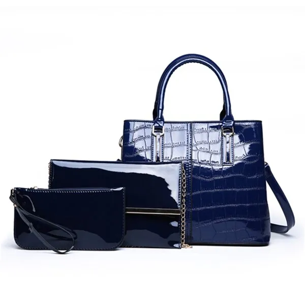 Christmas Gift Fashion 3 Sets Women Handbags 2020 High Quality Patent Leather Women Luxury Brands Tote Ladies Shoulder Messenger Bag Clutch