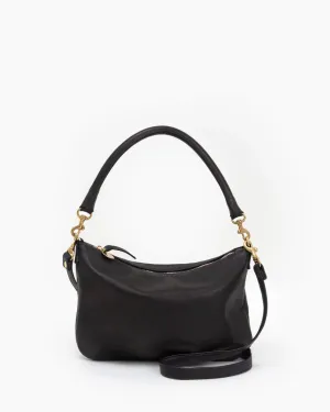 Clare V Petit Moyen Messenger in Black Italian Napa