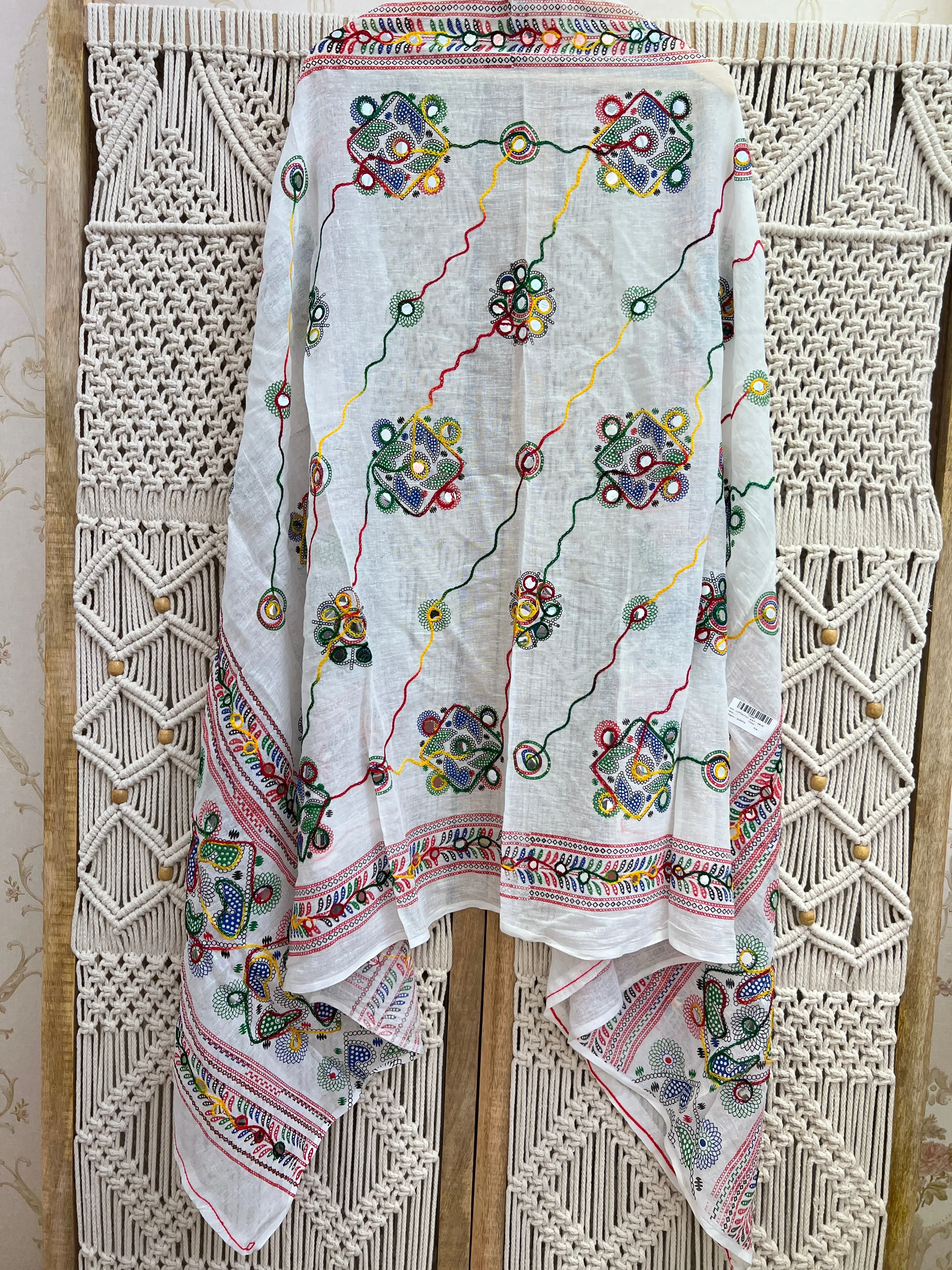 Cotton Multicolored Katch Work Dupatta