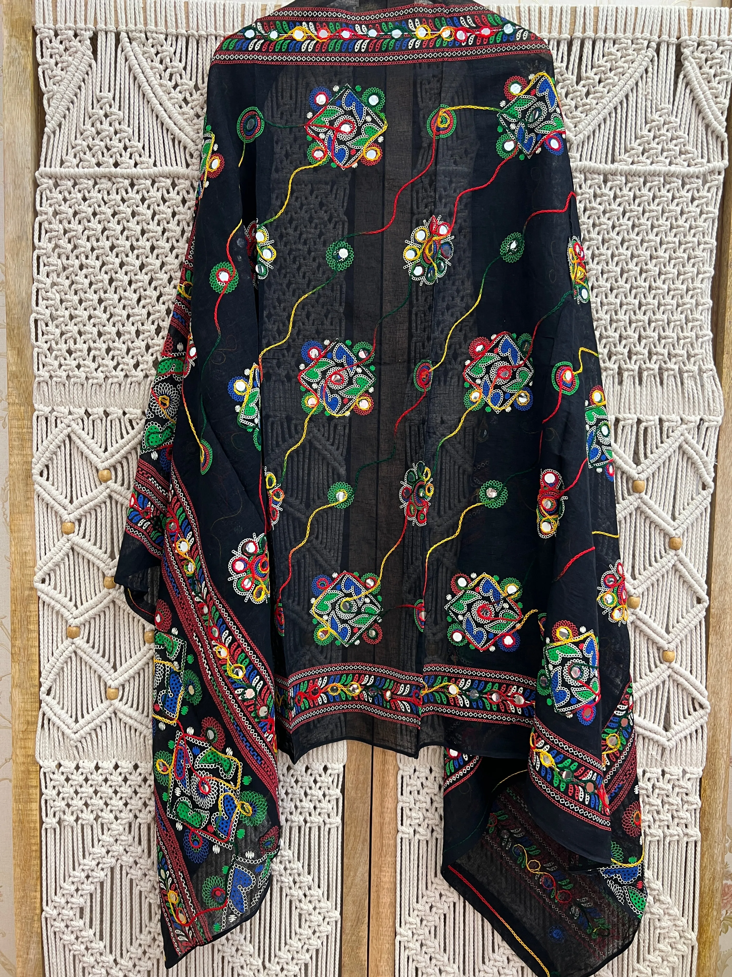 Cotton Multicolored Katch Work Dupatta