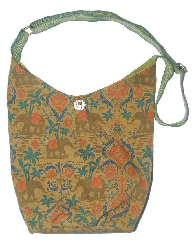 Cotton Old School Funky Print Cross-Body Hobo Bag