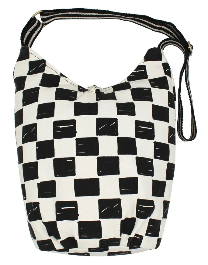 Cotton Old School Funky Print Cross-Body Hobo Bag