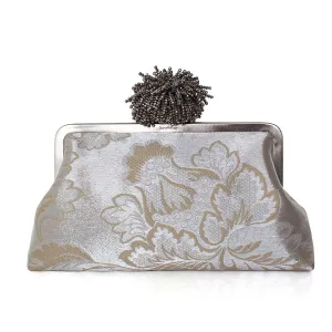 CRYSTAL DAHLIA ON BROCADE CLASSIC BAG