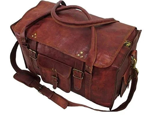 Cuero 21" Women's Retro Style Carry on Luggage Flap Duffel Leather Duffel Bag