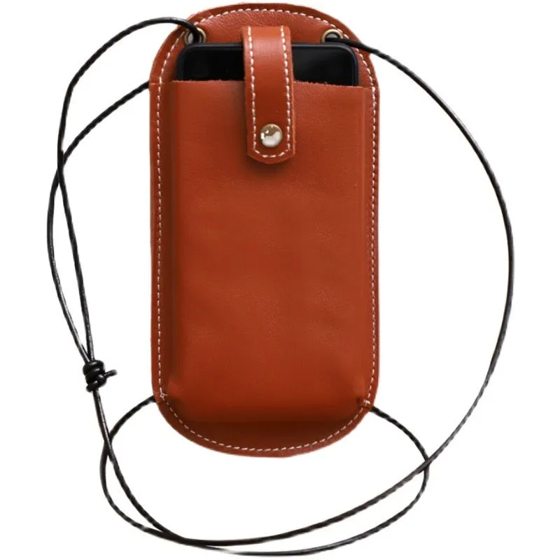 Cute Brown LEATHER Phone WOMEN SHOULDER BAG Slim Phone Crossbody Purse FOR WOMEN