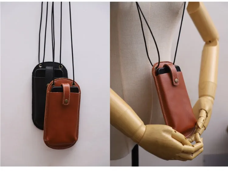 Cute Brown LEATHER Phone WOMEN SHOULDER BAG Slim Phone Crossbody Purse FOR WOMEN