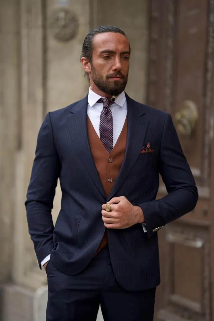 Dark Blue Slim Fit Groom Wedding Suit for Men | GentWith