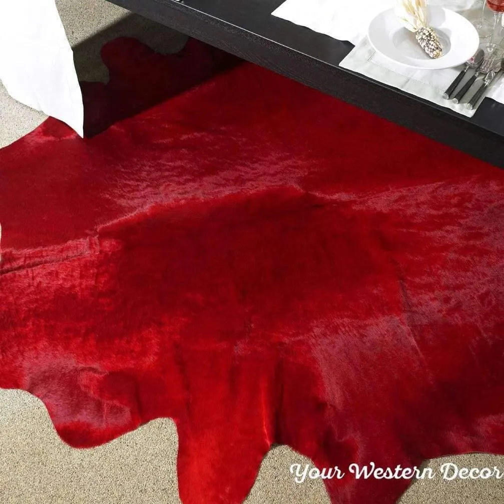 Dyed Red Cowhide Rug