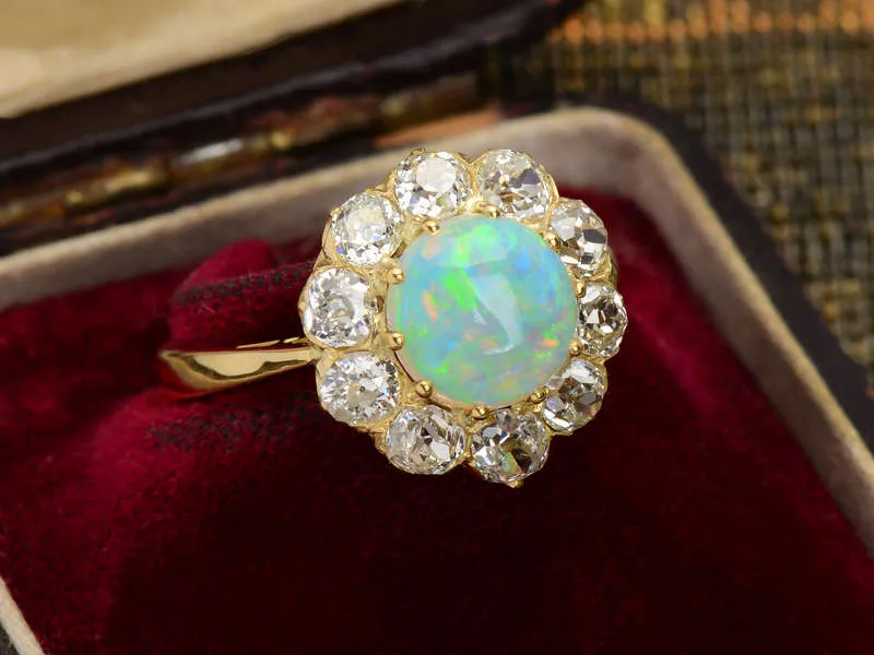 Edwardian Opulence - Opal Diamond Cluster Ring