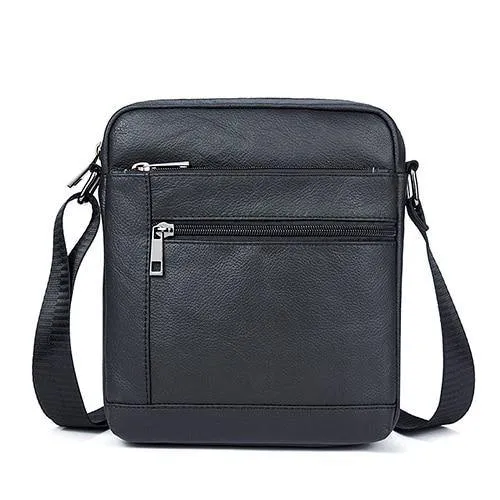Genuine Leathe Men's Shoulder Bags Small Men's Flap Messenger Bag Black Crossbody Bags W03
