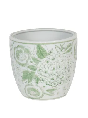 Green porcelain planter