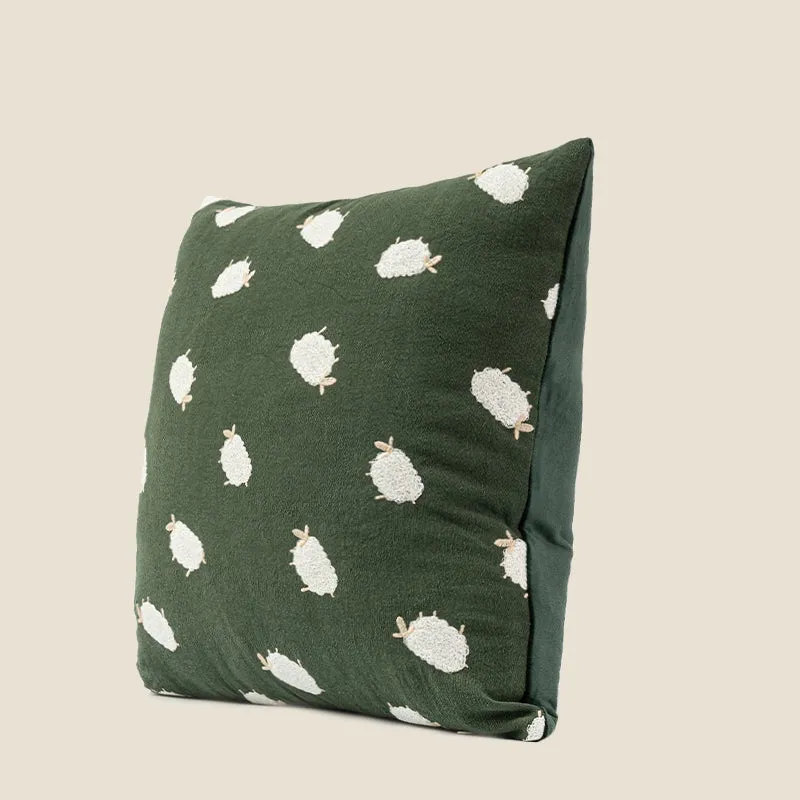 Green Sheep Pattern Pillow