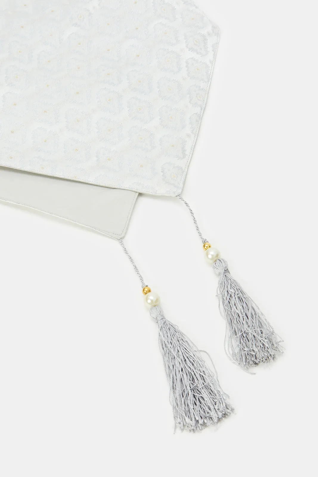 Grey Table Runner With Tassel