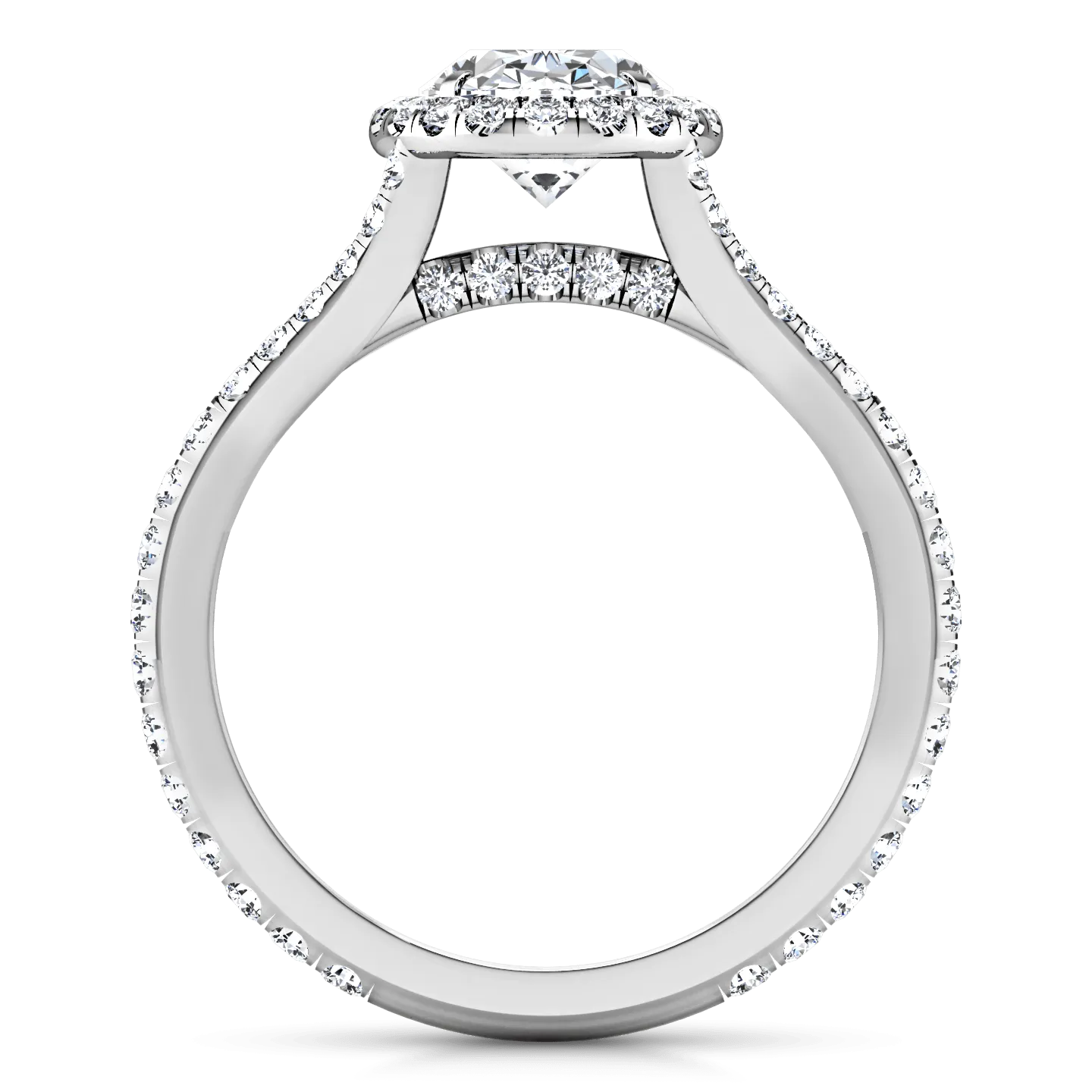 Halo Oval Diamond Engagement Ring Melody 14K White Gold